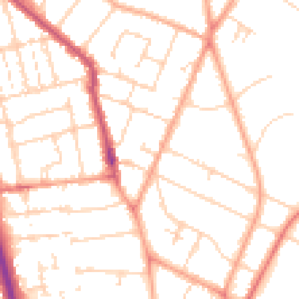 Daytime road noise heatmap for PE1 3AE