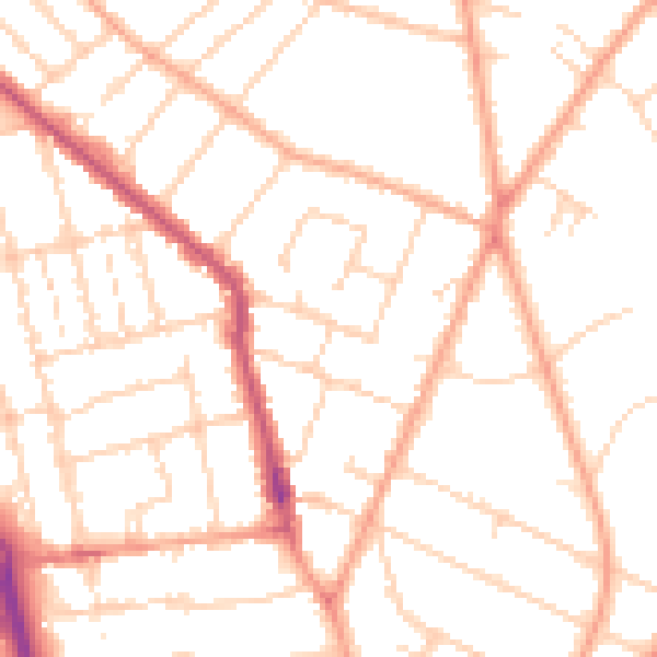 Daytime road noise heatmap for PE1 3AN