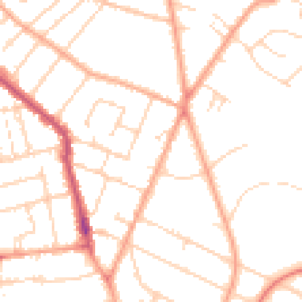 Daytime road noise heatmap for PE1 3AX