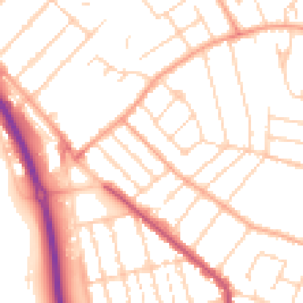 Daytime road noise heatmap for PE1 3DL