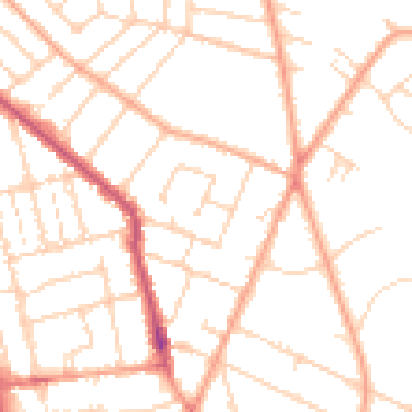 Daytime road noise heatmap for PE1 3FP