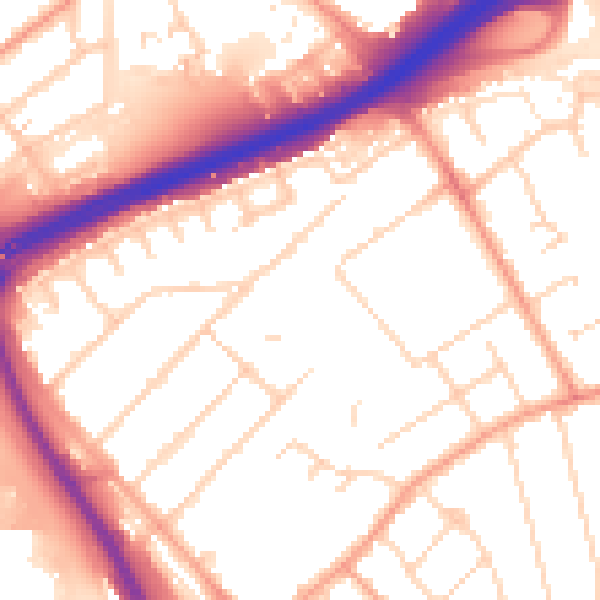 Daytime road noise heatmap for PE1 3JF