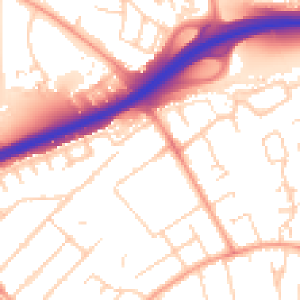 Daytime road noise heatmap for PE1 3JL