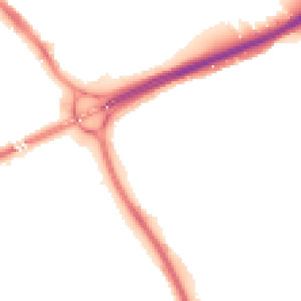 Night-time road noise heatmap for PE1 3NG