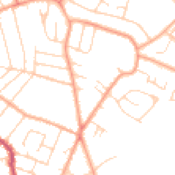 Daytime road noise heatmap for PE1 3PD