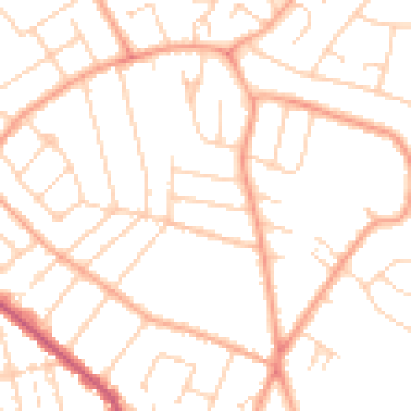 Daytime road noise heatmap for PE1 3PU