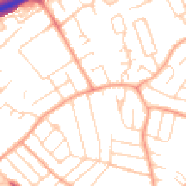 Daytime road noise heatmap for PE1 3RL