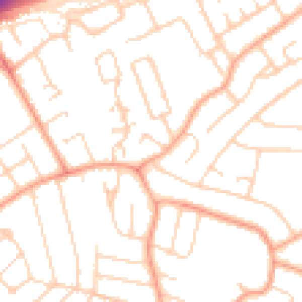 Daytime road noise heatmap for PE1 3SA