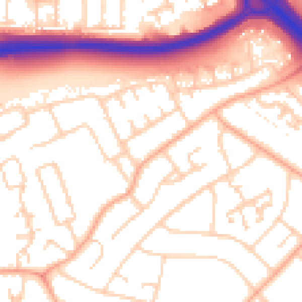 Daytime road noise heatmap for PE1 3SJ
