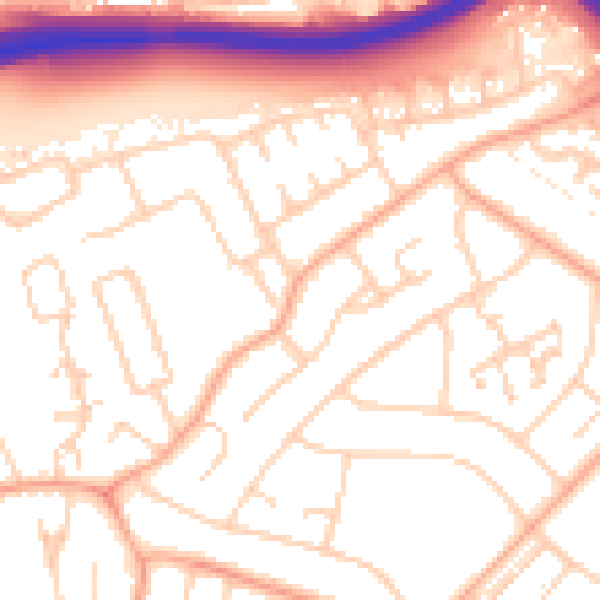 Daytime road noise heatmap for PE1 3SQ