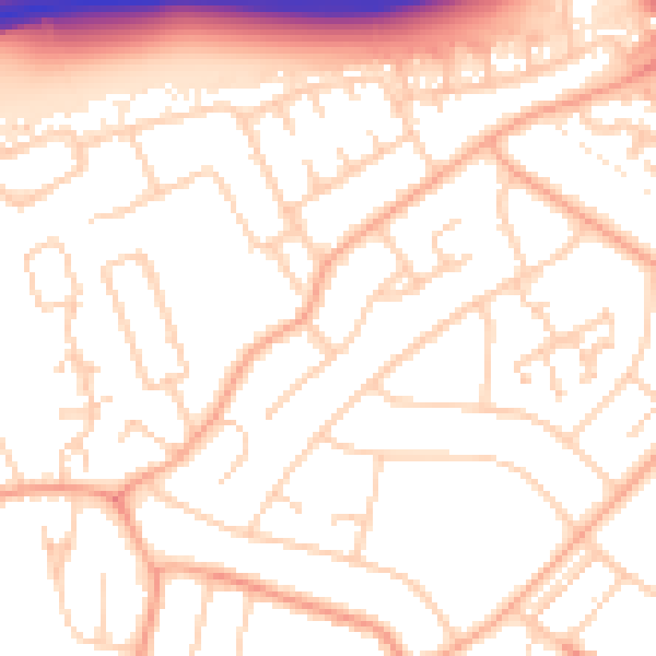 Daytime road noise heatmap for PE1 3SR