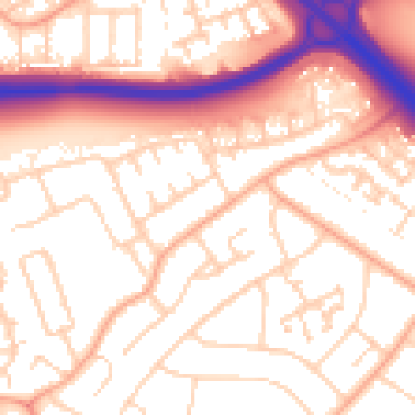 Daytime road noise heatmap for PE1 3SU