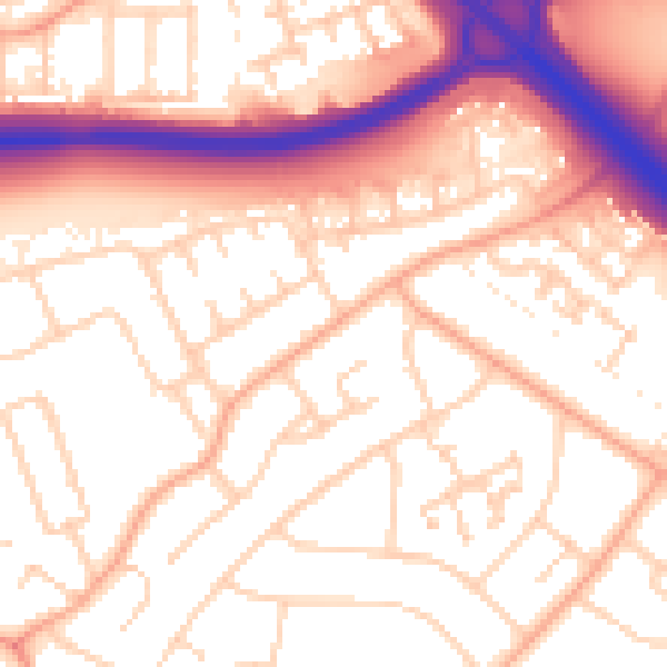 Daytime road noise heatmap for PE1 3SX