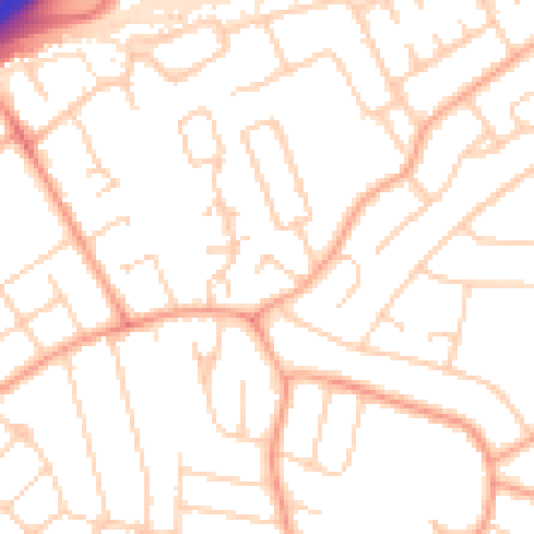 Daytime road noise heatmap for PE1 3TL