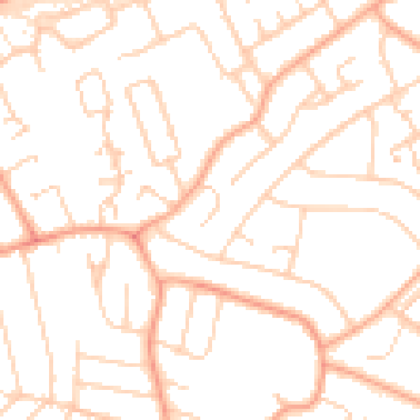 Daytime road noise heatmap for PE1 3TQ