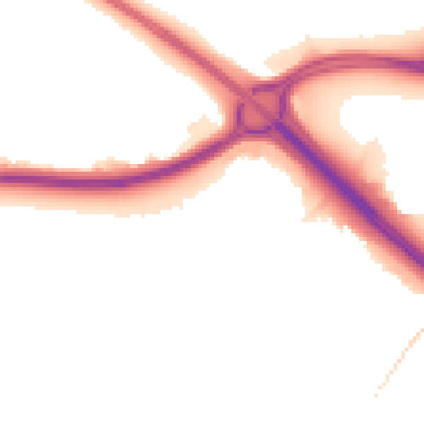 Night-time road noise heatmap for PE1 3UD