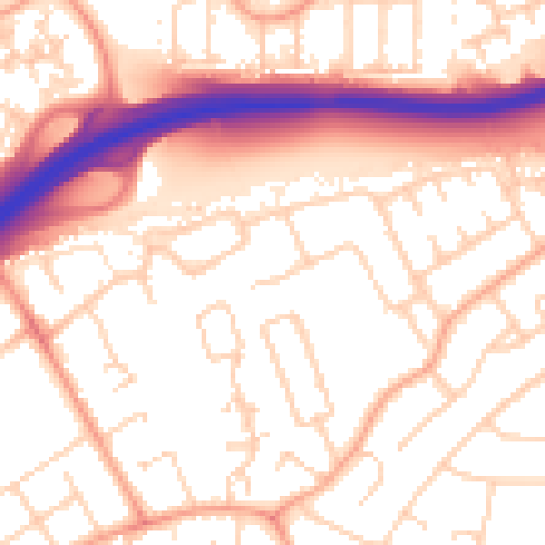 Daytime road noise heatmap for PE1 3XW