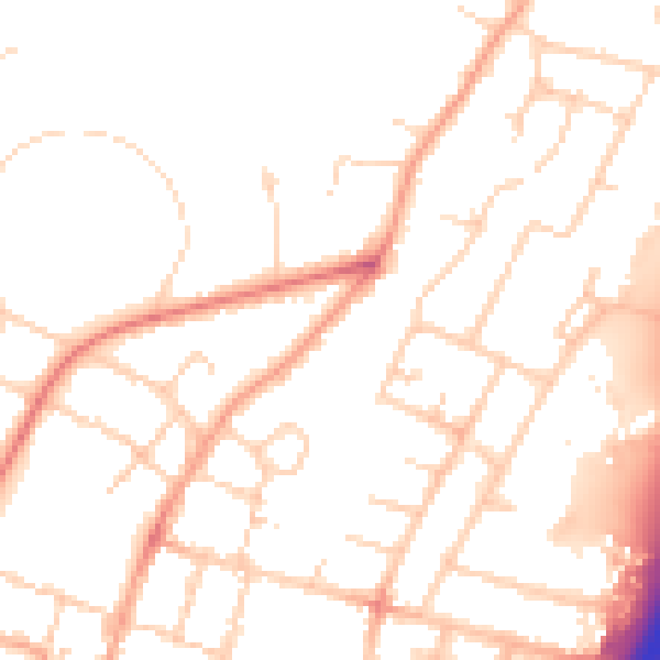 Daytime road noise heatmap for PE1 4BH
