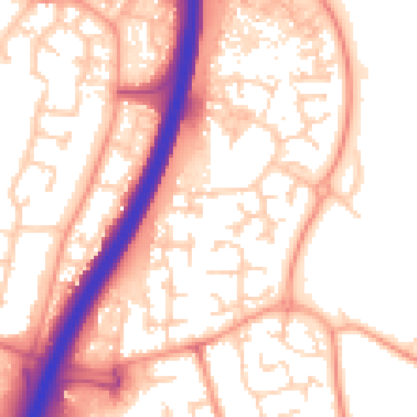 Daytime road noise heatmap for PE1 4BN