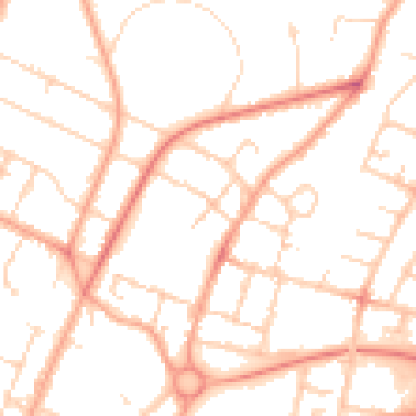Daytime road noise heatmap for PE1 4DN