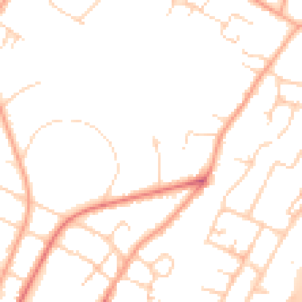 Daytime road noise heatmap for PE1 4DU