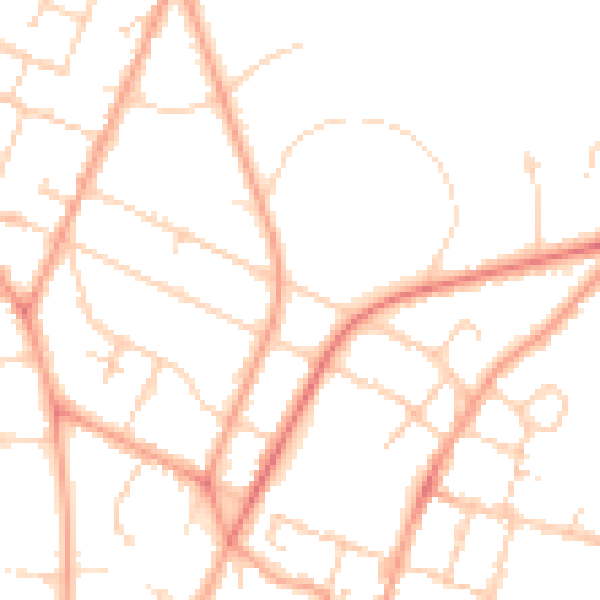 Daytime road noise heatmap for PE1 4DY