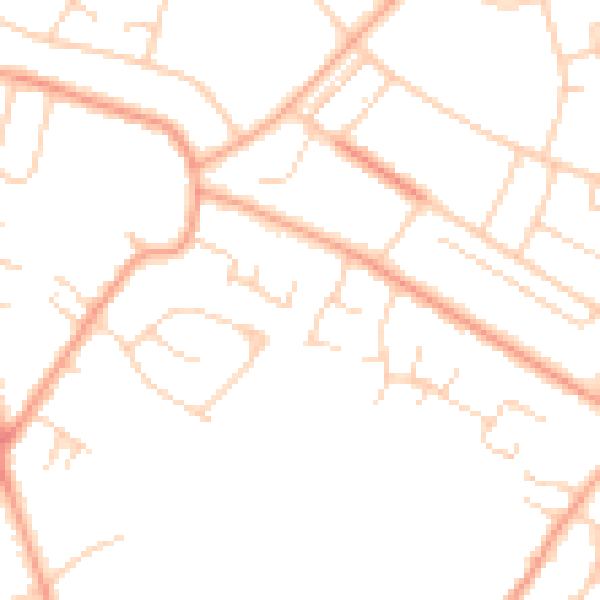 Daytime road noise heatmap for PE1 4EB