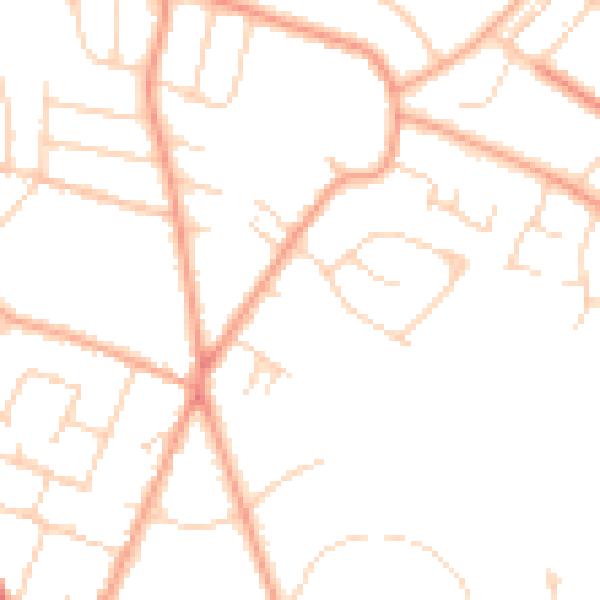 Daytime road noise heatmap for PE1 4EE