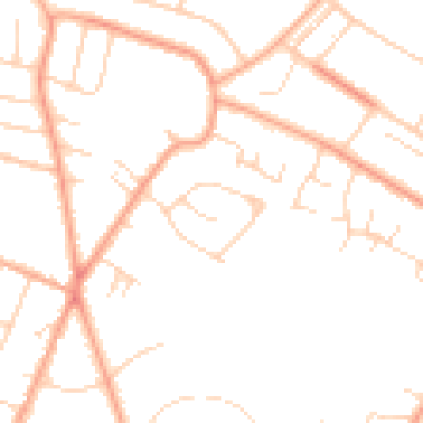 Daytime road noise heatmap for PE1 4EY