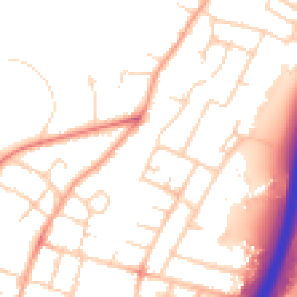 Daytime road noise heatmap for PE1 4FR