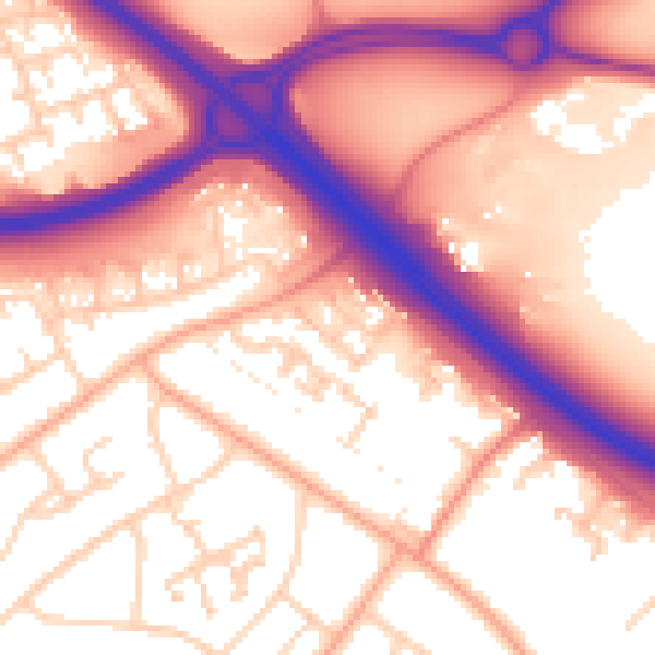 Daytime road noise heatmap for PE1 4FY