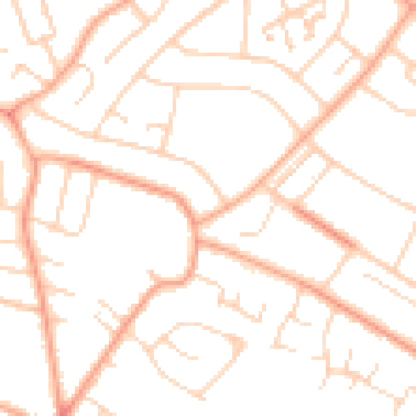 Daytime road noise heatmap for PE1 4JH