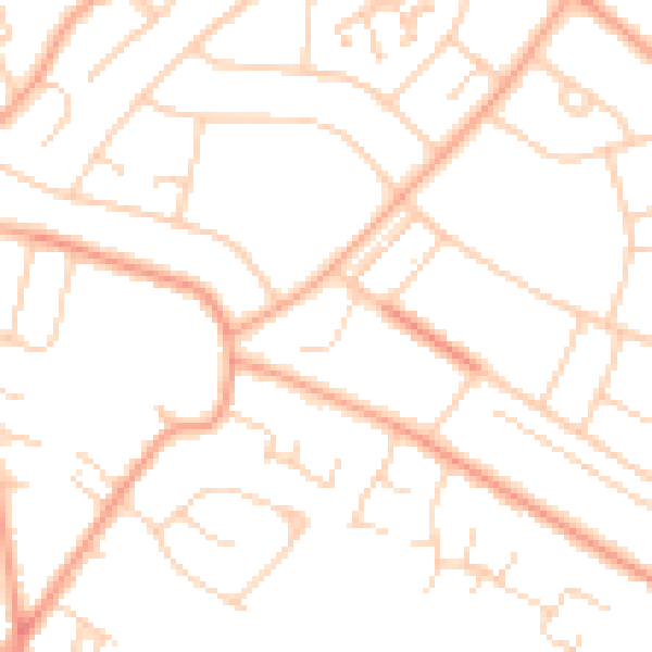 Daytime road noise heatmap for PE1 4JZ