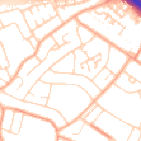 Daytime road noise heatmap for PE1 4LU