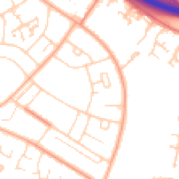 Daytime road noise heatmap for PE1 4PF