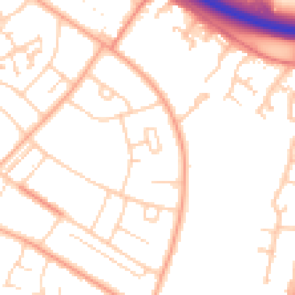 Daytime road noise heatmap for PE1 4PG