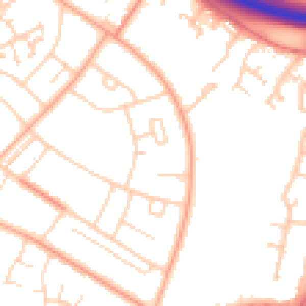 Daytime road noise heatmap for PE1 4PQ