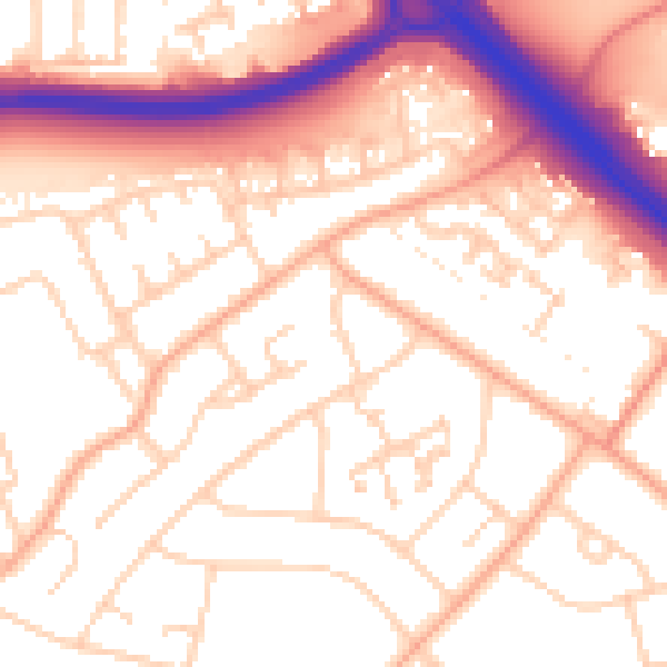 Daytime road noise heatmap for PE1 4QD