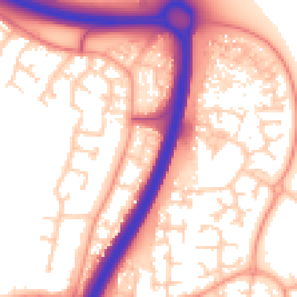 Daytime road noise heatmap for PE1 4QJ