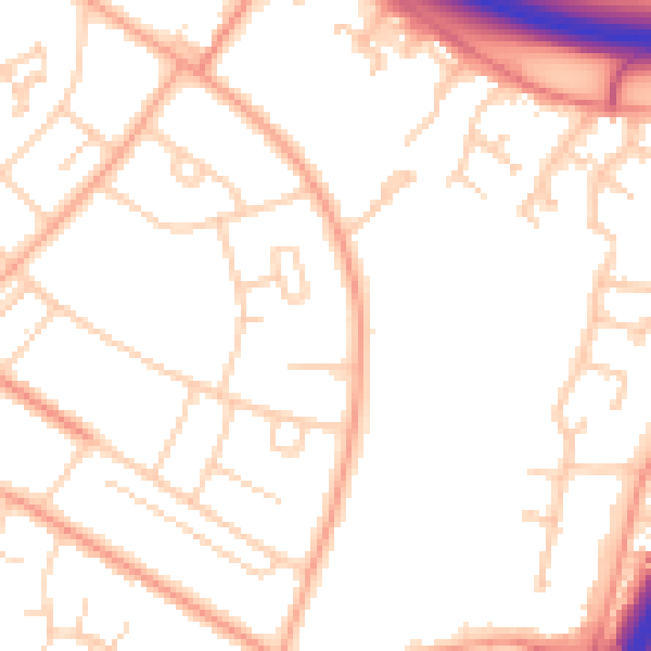 Daytime road noise heatmap for PE1 4QT