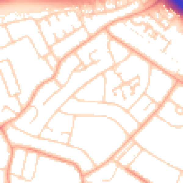 Daytime road noise heatmap for PE1 4QU
