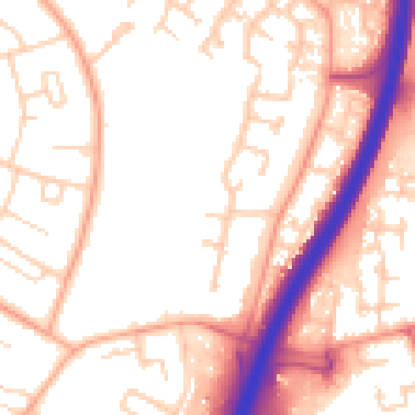 Daytime road noise heatmap for PE1 4RH
