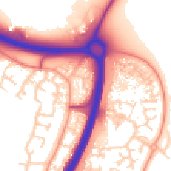 Daytime road noise heatmap for PE1 4SP