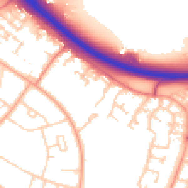 Daytime road noise heatmap for PE1 4TS