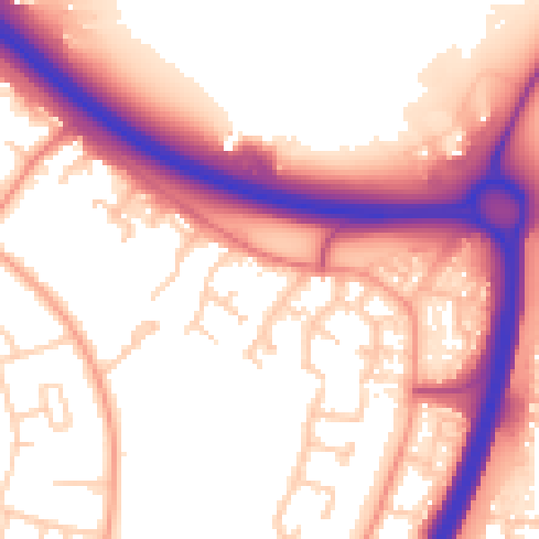 Daytime road noise heatmap for PE1 4UD