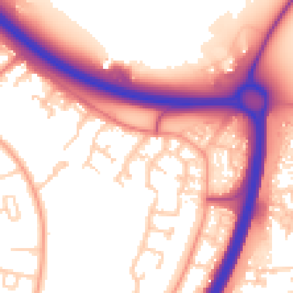 Daytime road noise heatmap for PE1 4UL