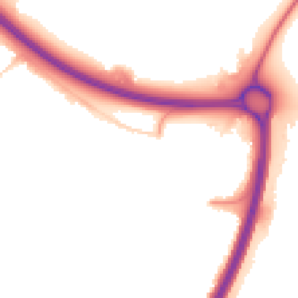 Night-time road noise heatmap for PE1 4UL