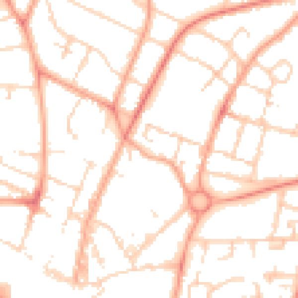 Daytime road noise heatmap for PE1 4YS