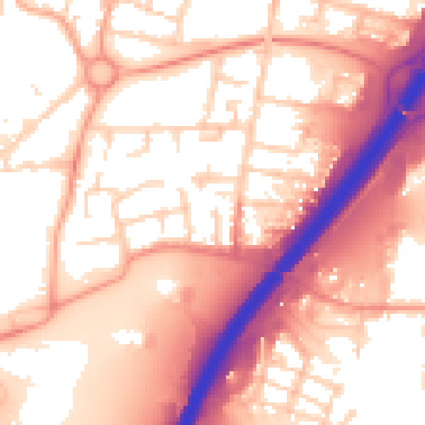 Daytime road noise heatmap for PE1 5AR