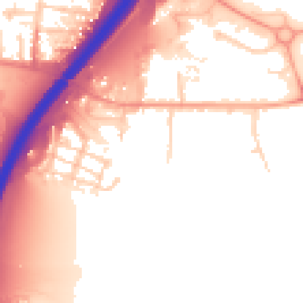 Daytime road noise heatmap for PE1 5BJ